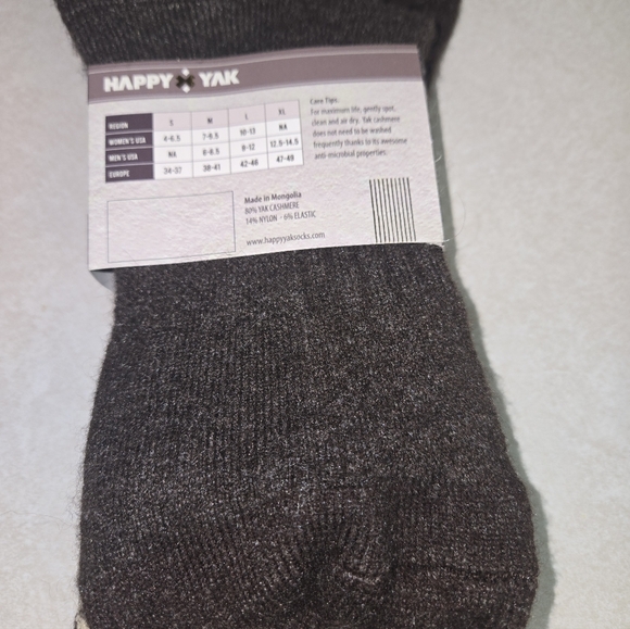 Happy Yak Cashmere Yak Brown Socks Size Large - Picture 6 of 14